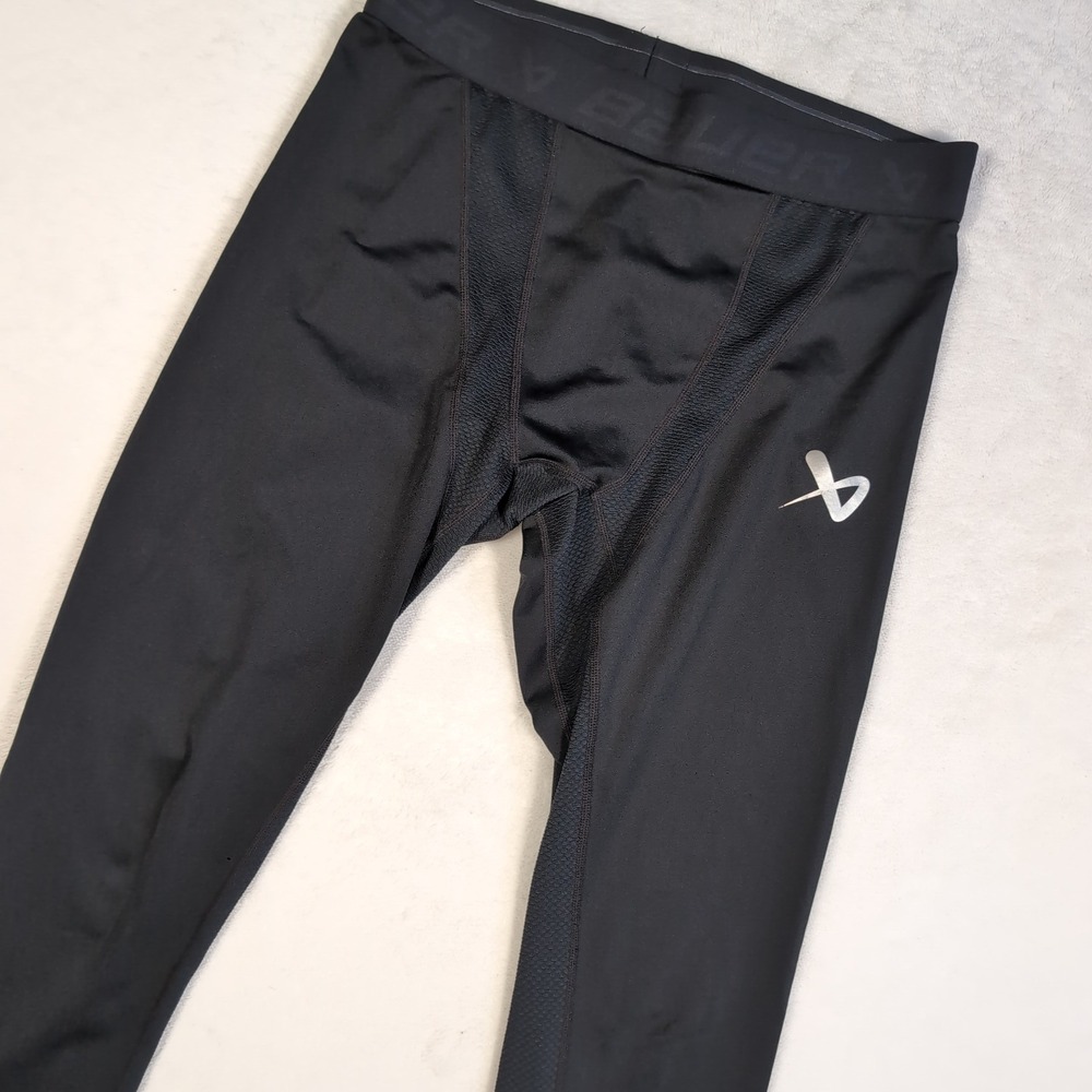 Bauer Compression Pants Mens Large Black Hockey Base Layer Tights Mesh Pockets